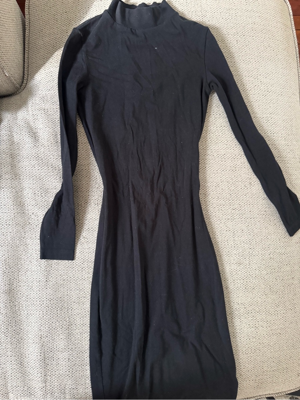 American Apparel Black Long Sleeve Turtleneck Bodycon Dress